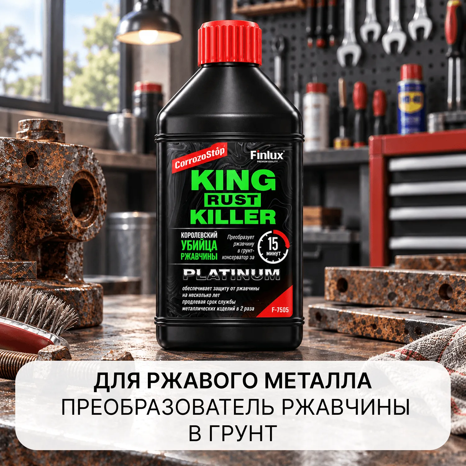 Инновационный преобразователь ржавчины KingRustKiller Finlux F- 7505 Platinum