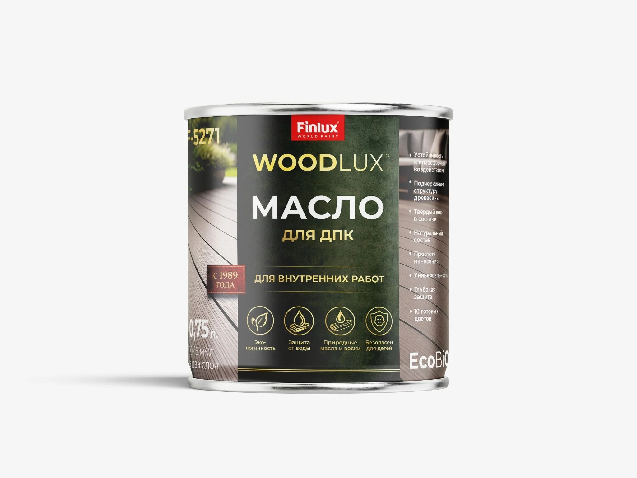 Масло для террас и деревянных конструкций Finlux EcoBiOil F-5271